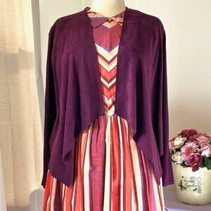 INC Draped Open Front Cardigan Sweater, Faux Suede Panels, in Port (PL) New/Tag